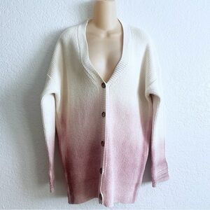 Sundance Sunset Moments Knit Cardigan Pink Cream Ombre Sweater MEDIUM
